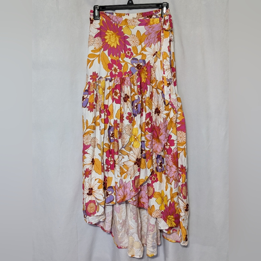 ☘️Cynthia Rowley Wrap Skirt High Low Size Small Floral Tropical Resortwear